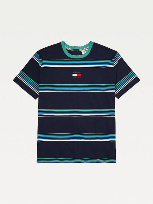 Tommy Hilfiger Adaptive Seated Fit Stripe Badge Póló Férfi Kék | TH125TFJ