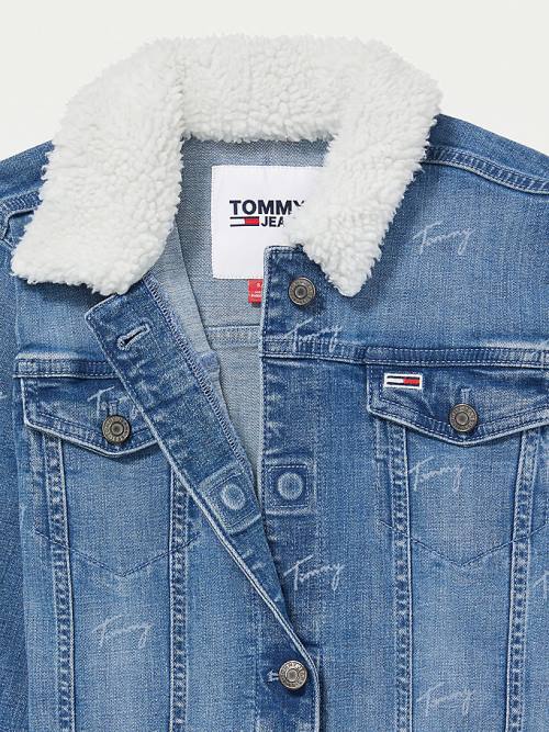 Tommy Hilfiger Adaptive Sherpa Trucker Kabát Női Kék | TH253OEP