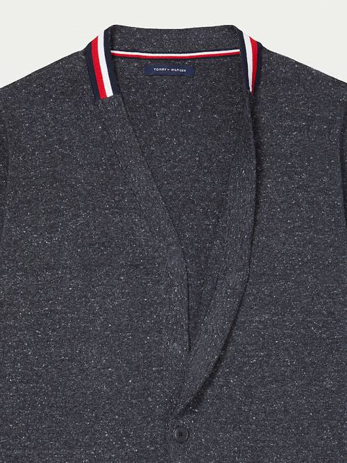 Tommy Hilfiger Adaptive Signature Collar Cardigan Pulóverek Férfi Fekete | TH943RYB