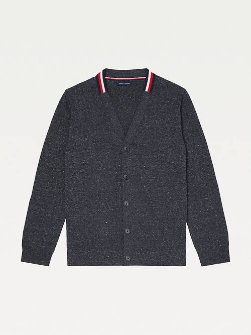 Tommy Hilfiger Adaptive Signature Collar Cardigan Pulóverek Férfi Fekete | TH943RYB