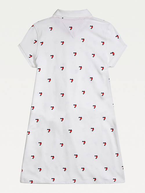 Tommy Hilfiger Adaptive Signature Heart Print Polo Ruha Lány Fehér | TH639QNE