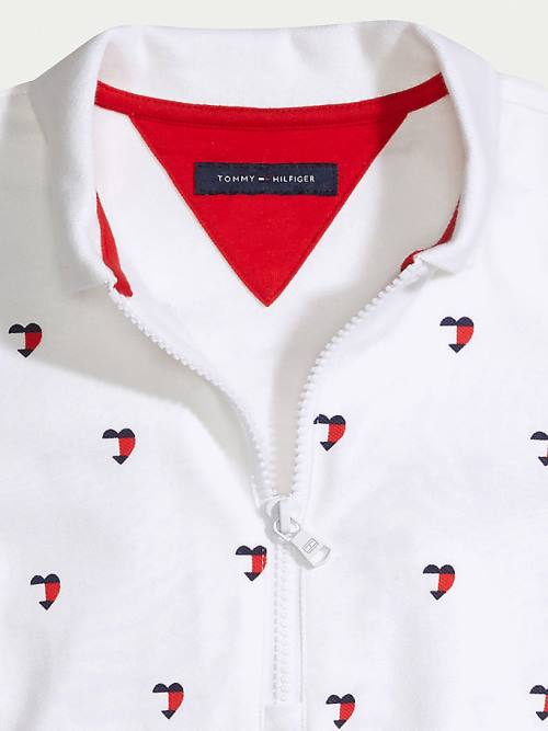 Tommy Hilfiger Adaptive Signature Heart Print Polo Ruha Lány Fehér | TH639QNE