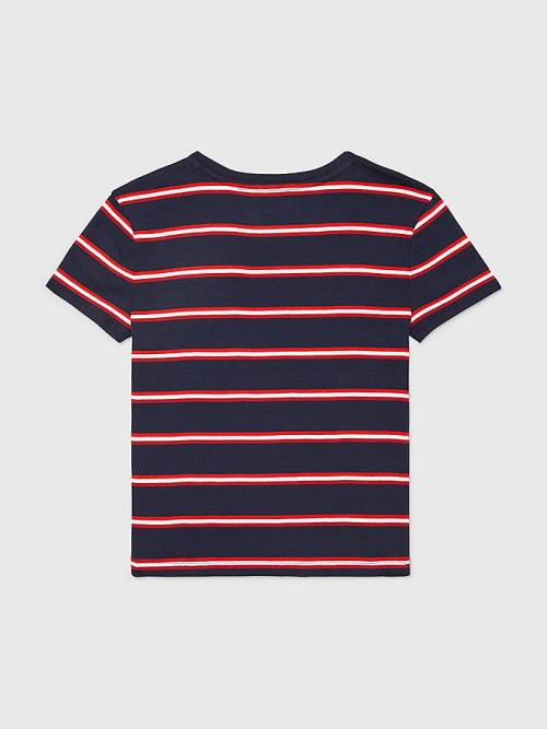 Tommy Hilfiger Adaptive Stripe Multicolour Logo Póló Női Kék | TH593HNE