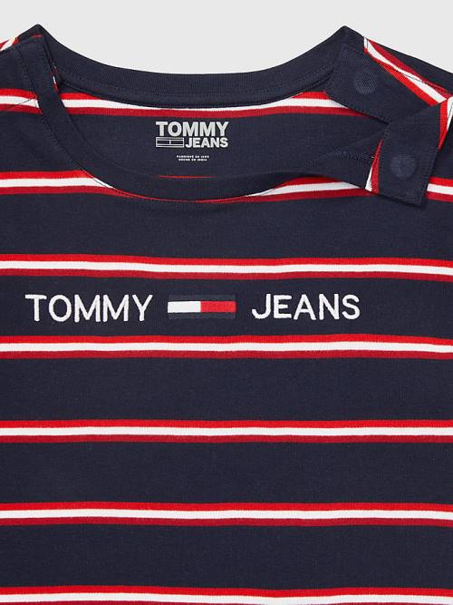 Tommy Hilfiger Adaptive Stripe Multicolour Logo Póló Női Kék | TH593HNE