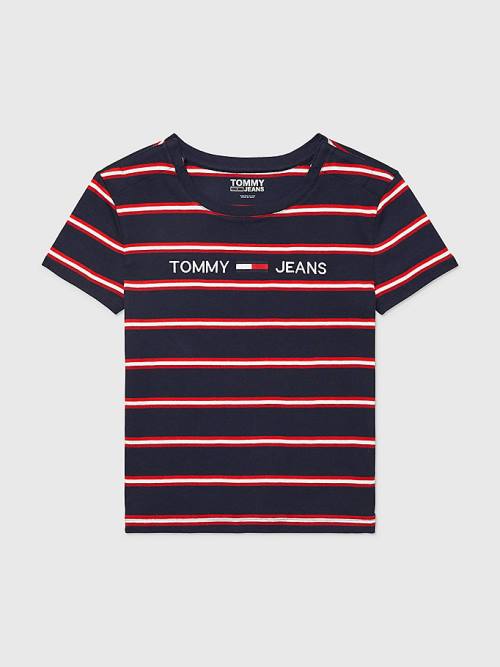 Tommy Hilfiger Adaptive Stripe Multicolour Logo Póló Női Kék | TH593HNE