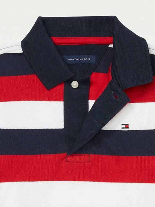 Tommy Hilfiger Adaptive Stripe Polo Póló Fiú Kék | TH124MDE