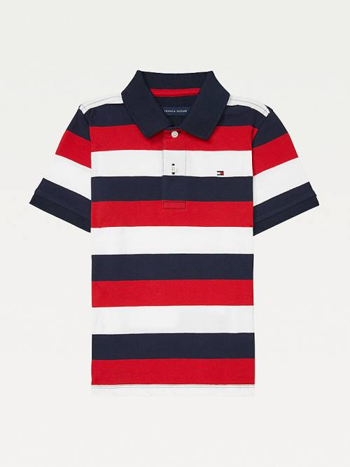 Tommy Hilfiger Adaptive Stripe Polo Póló Fiú Kék | TH124MDE