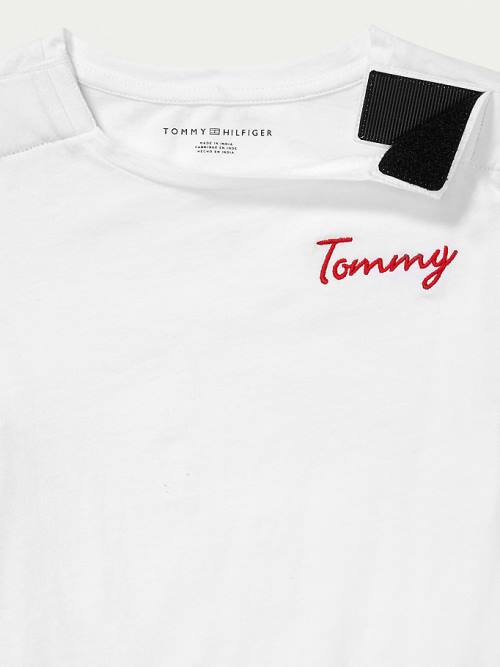 Tommy Hilfiger Adaptive Tie-Front Póló Lány Fehér | TH284BKV