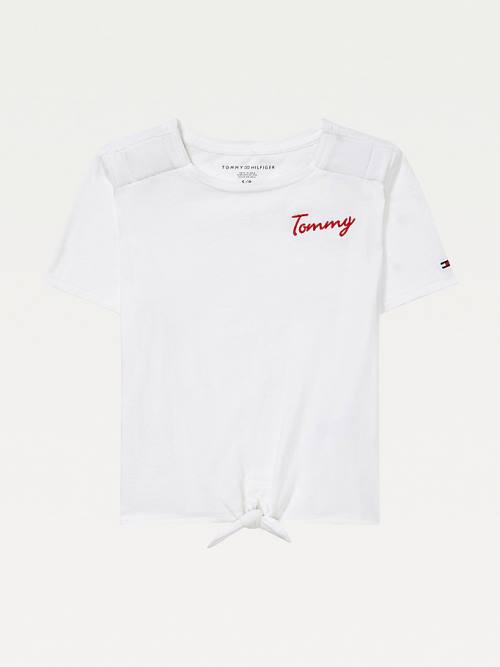 Tommy Hilfiger Adaptive Tie-Front Póló Lány Fehér | TH284BKV