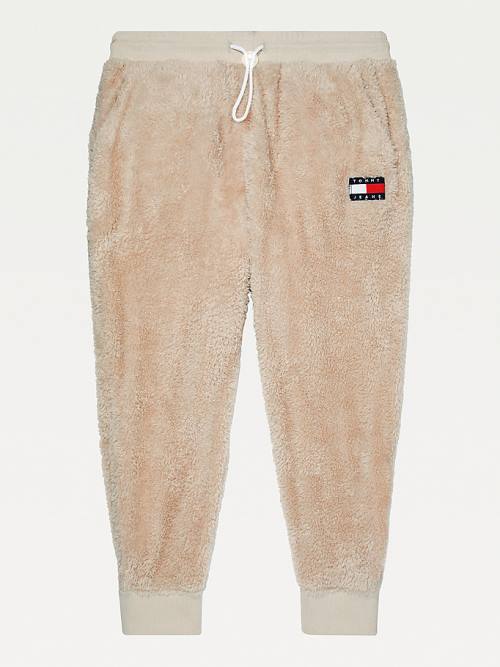 Tommy Hilfiger Adaptive Tommy Badge Fleece Joggers Nadrág Férfi Bézs | TH137AFX