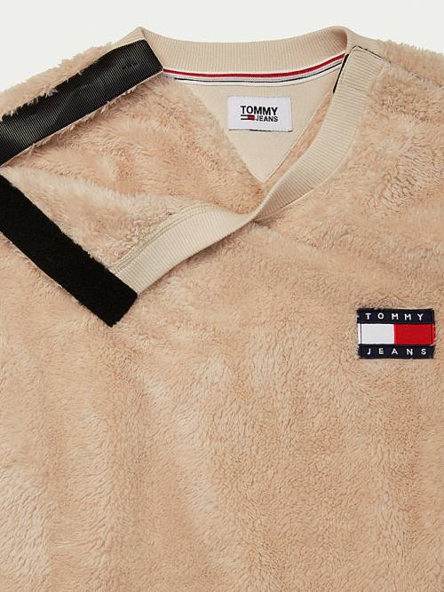 Tommy Hilfiger Adaptive Tommy Badge Fleece Pulóver Férfi Bézs | TH473XYR