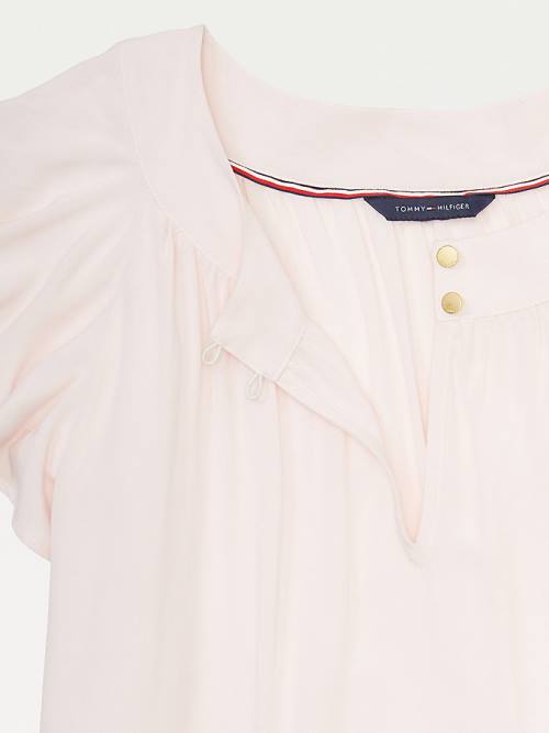 Tommy Hilfiger Adaptive Viscose Butterfly Sleeve Top Póló Női Rózsaszín | TH361PFE