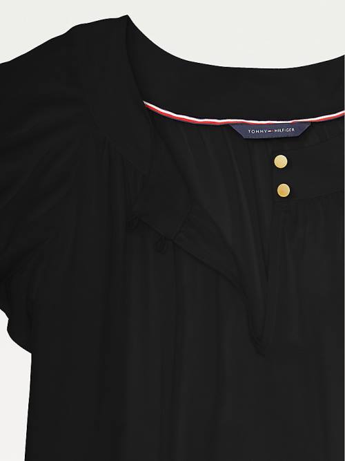 Tommy Hilfiger Adaptive Viscose Butterfly Sleeve Top Póló Női Fekete | TH748THE