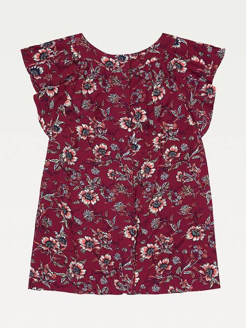 Tommy Hilfiger Adaptive Viscose Floral Print Top Póló Női Piros | TH940XPO