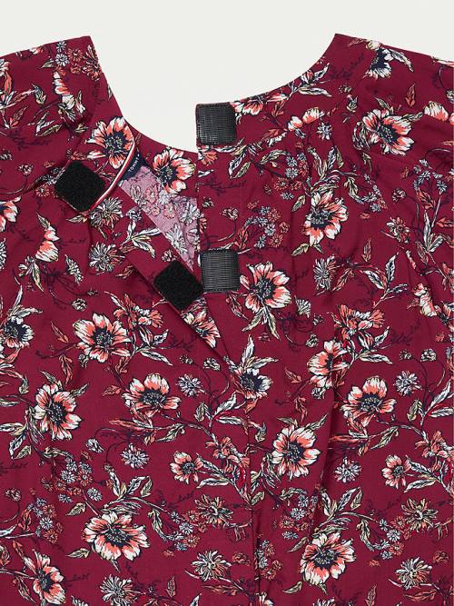 Tommy Hilfiger Adaptive Viscose Floral Print Top Póló Női Piros | TH940XPO