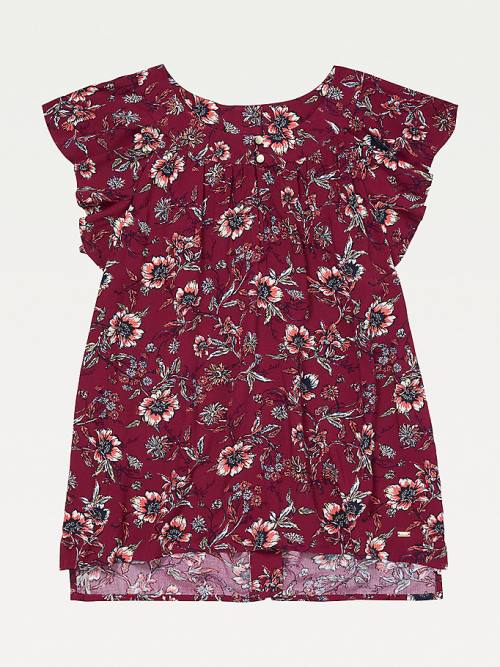 Tommy Hilfiger Adaptive Viscose Floral Print Top Póló Női Piros | TH940XPO