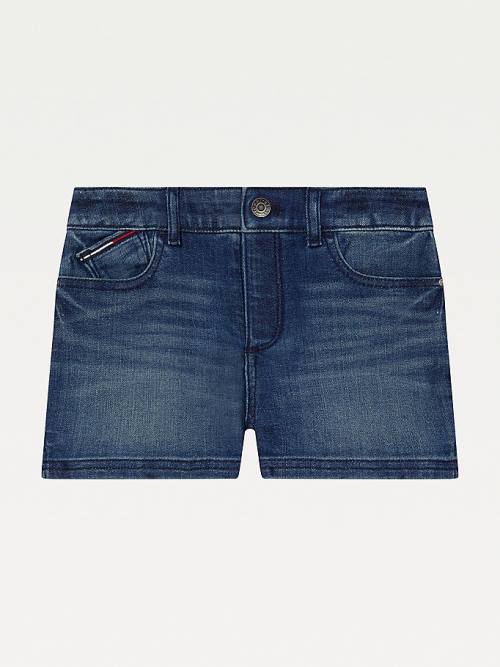 Tommy Hilfiger Adaptive Washed Denim Rövidnadrág Lány Kék | TH425EKU