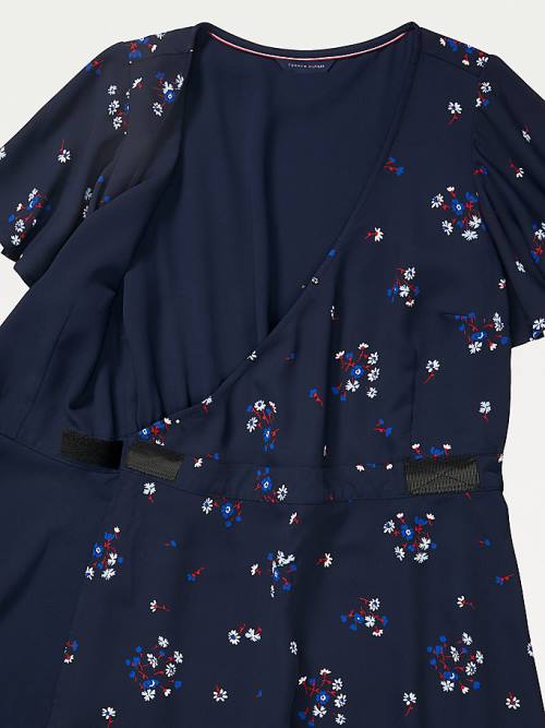 Tommy Hilfiger Adaptive Wrap Floral Print Ruha Női Kék | TH039ANZ