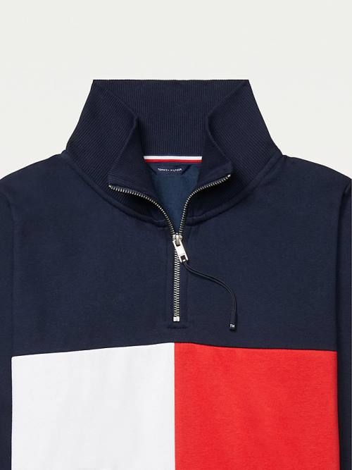 Tommy Hilfiger Adaptive Zipped Neck Flag Pulóver Női Kék | TH761JPU