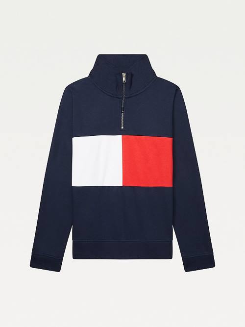 Tommy Hilfiger Adaptive Zipped Neck Flag Pulóver Női Kék | TH761JPU