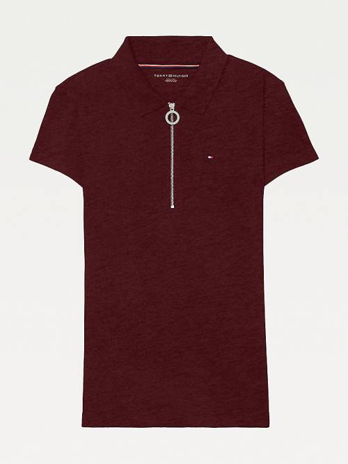 Tommy Hilfiger Adaptive Zipped Slim Fit Póló Női Piros | TH517NRS