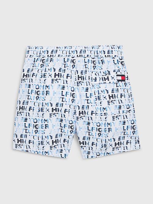 Tommy Hilfiger All-Over Logo Mid Length Shorts Fürdőruha Fiú Fehér | TH069IRS