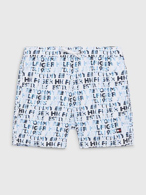 Tommy Hilfiger All-Over Logo Mid Length Shorts Fürdőruha Fiú Fehér | TH069IRS