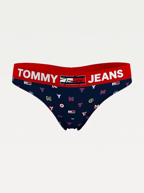 Tommy Hilfiger All-Over Logo Print Tanga Fehérnemű Női Kék | TH042KWV