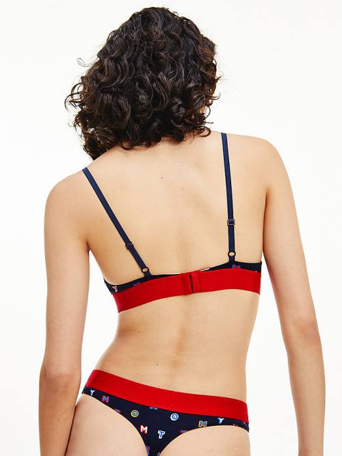 Tommy Hilfiger All-Over Logo Print Triangle Bra Fehérnemű Női Kék | TH043JKW