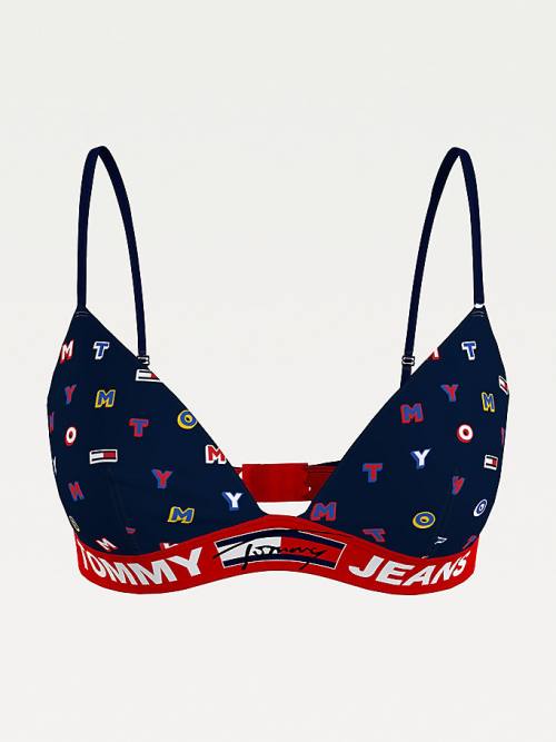 Tommy Hilfiger All-Over Logo Print Triangle Bra Fehérnemű Női Kék | TH043JKW