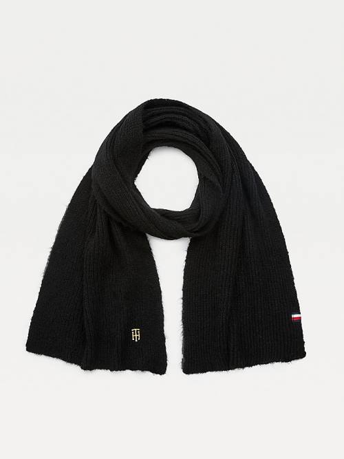 Tommy Hilfiger Alpaca Wool Blend Monogram Sál Női Fekete | TH713NWV