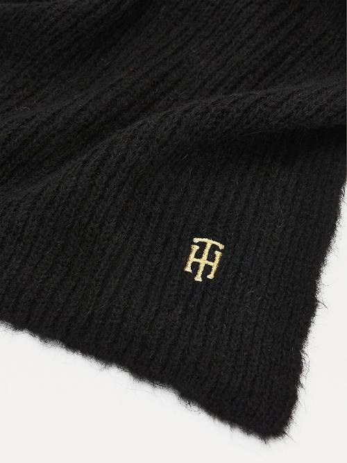 Tommy Hilfiger Alpaca Wool Blend Monogram Sál Női Fekete | TH713NWV