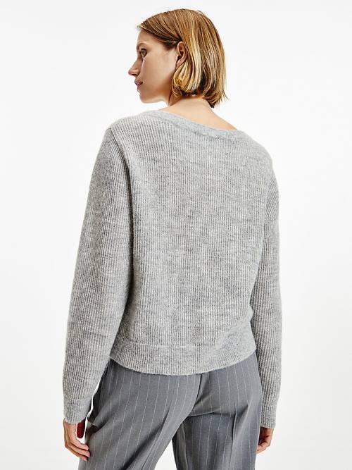 Tommy Hilfiger Alpaca Wool Széles Cipő Neck Relaxed Jumper Pulóverek Női Szürke | TH849QRY