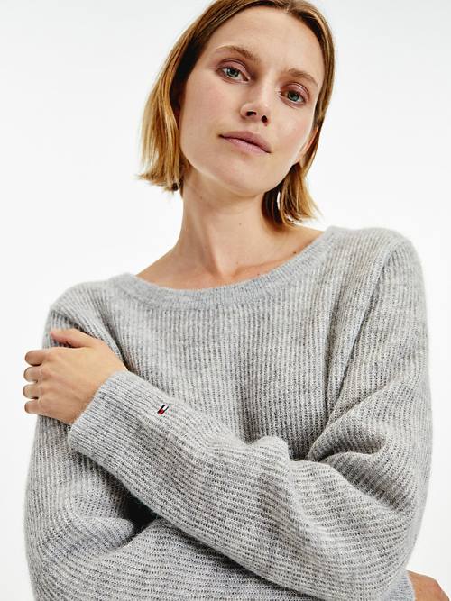 Tommy Hilfiger Alpaca Wool Széles Cipő Neck Relaxed Jumper Pulóverek Női Szürke | TH849QRY