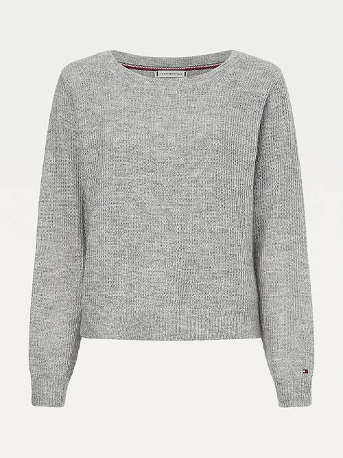 Tommy Hilfiger Alpaca Wool Széles Cipő Neck Relaxed Jumper Pulóverek Női Szürke | TH849QRY