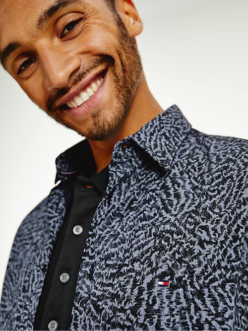 Tommy Hilfiger Animal Print Slim Fit Ingek Férfi Fekete | TH192IFS