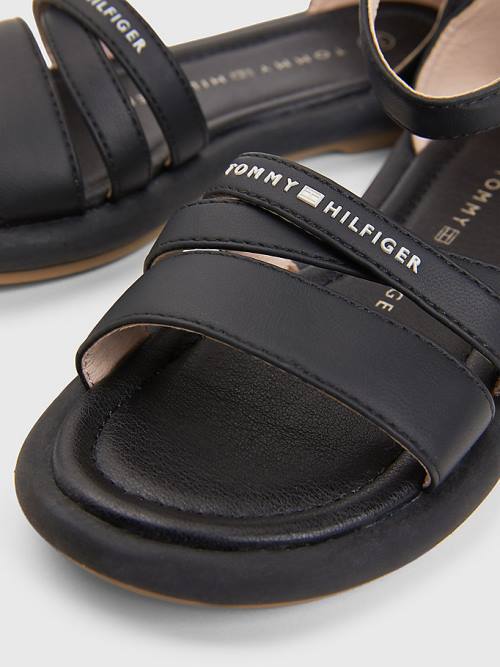 Tommy Hilfiger Ankle Pántos Logo Szandál Lány Fekete | TH097IXK