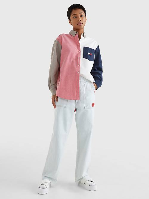 Tommy Hilfiger Archive Colour-Blocked Overshirt Ingek Női Kék | TH894JQP