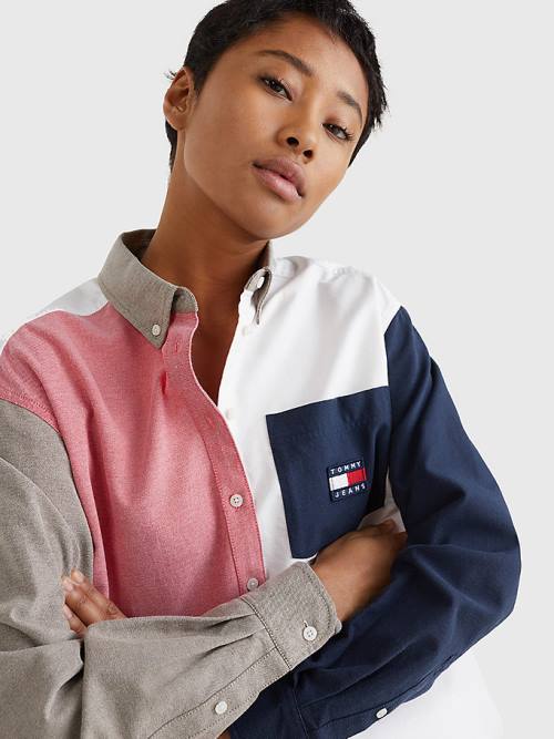 Tommy Hilfiger Archive Colour-Blocked Overshirt Ingek Női Kék | TH894JQP