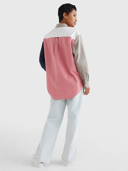 Tommy Hilfiger Archive Colour-Blocked Overshirt Ingek Női Kék | TH894JQP