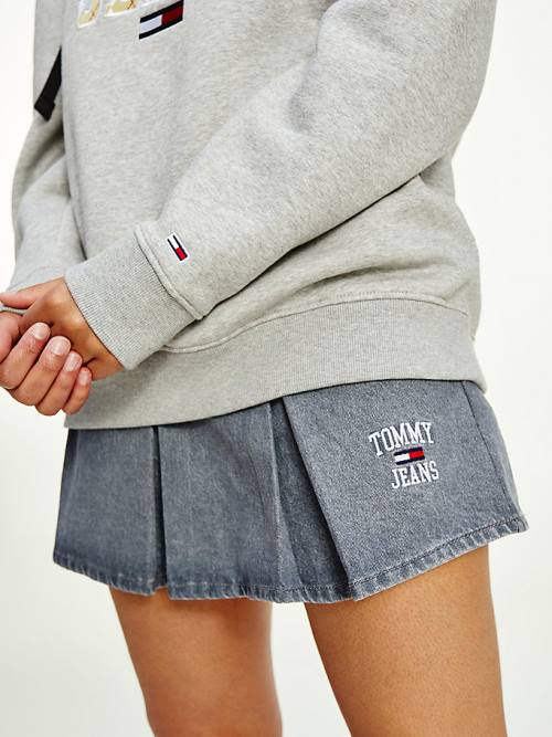 Tommy Hilfiger Argyle Oversized Fit Logo Kapucnis Pulóver Női Szürke | TH165LOG