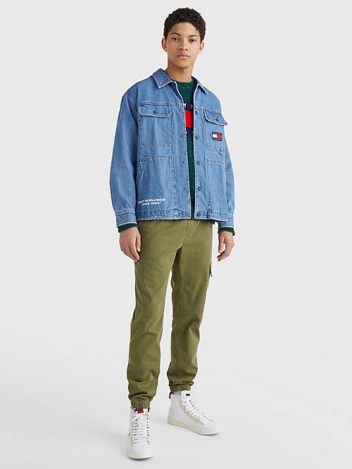 Tommy Hilfiger Back Logo Denim Shacket Ingek Férfi Denim | TH769HJN