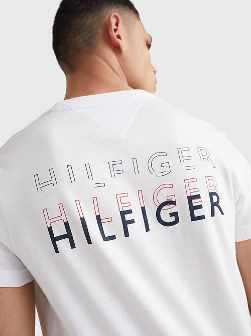 Tommy Hilfiger Back Logo Póló Férfi Fehér | TH346XHV