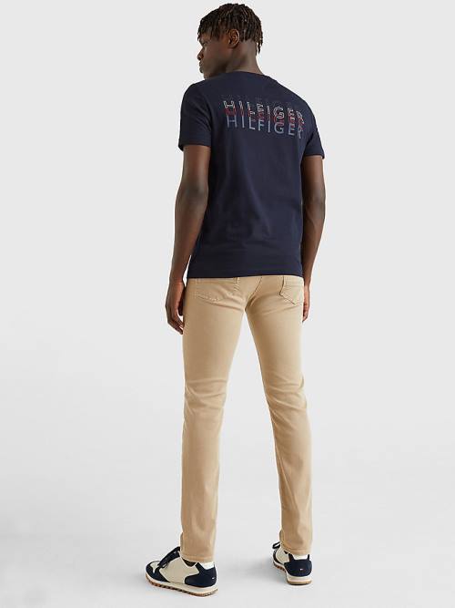 Tommy Hilfiger Back Logo Póló Férfi Kék | TH703TKL