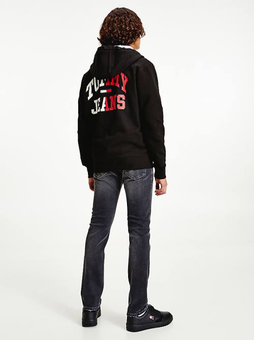 Tommy Hilfiger Back Logo Zip-Thru Pulóver Férfi Fekete | TH697GMV