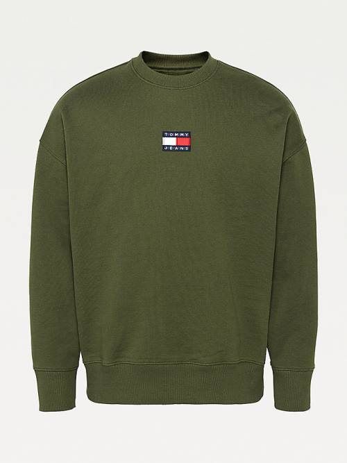 Tommy Hilfiger Badge Crew Neck Pulóver Férfi Zöld | TH028RWG