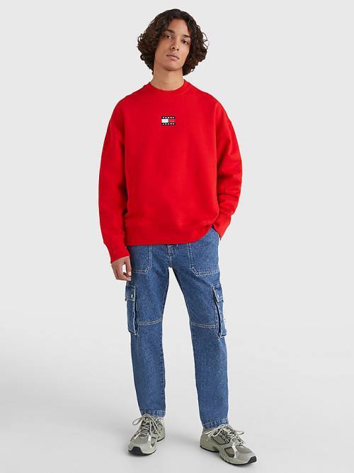 Tommy Hilfiger Badge Crew Neck Pulóver Férfi Piros | TH312OQI