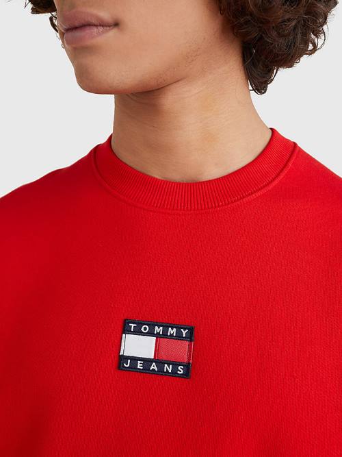 Tommy Hilfiger Badge Crew Neck Pulóver Férfi Piros | TH312OQI