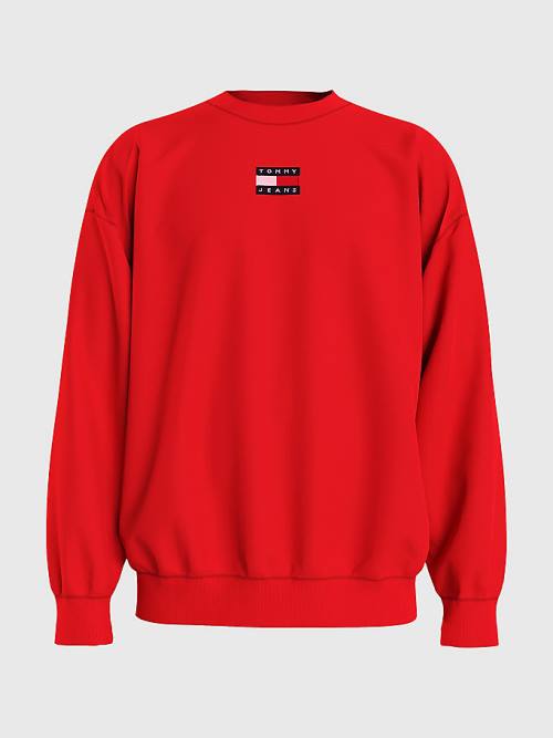 Tommy Hilfiger Badge Crew Neck Pulóver Férfi Piros | TH312OQI