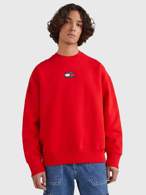 Tommy Hilfiger Badge Crew Neck Pulóver Férfi Piros | TH312OQI